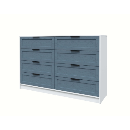 Kомод Тренд КТ-К157 (Белый платинум ЛДСП/ Дуб лазурный ЛМДФ) Ш1565 В1020 Г451